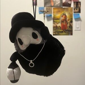 Cute Fuzzy Plague Doctor Plush With Glow In The Dark Lamp